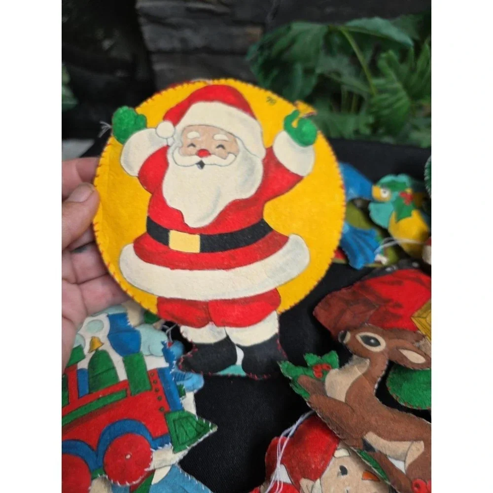 Vintage Lot of Handmade Felt Christmas Die Cuts Patches ornaments decals Craft